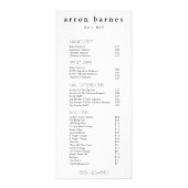 Menü "Schwarz-weiße Salon-Preisliste" (Vorne)