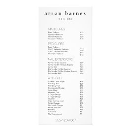 Menü "Schwarz-weiße Salon-Preisliste"