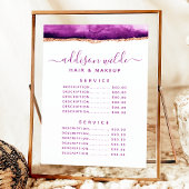 Menü "Service Price" für lila und goldene Wasserfa Menükarte