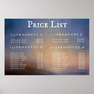 Menü "Service Price List" des benutzerdefinierten  Poster