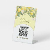 Menü Services QR Code Lemon Floral Citrus Sockelschild (Vorderseite)