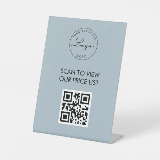 Menü "Signieren" des Dusty Blue Scan Me QR-Codes Sockelschild (Vorderseite)