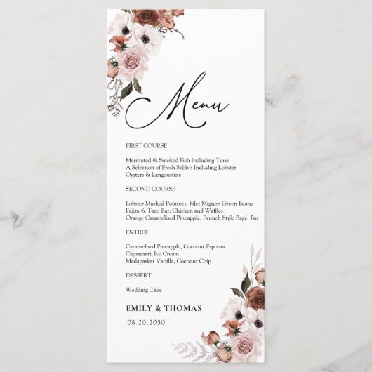 Menü "Silk Floral Brautparty" Menükarte (Vorderseite)