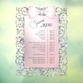 Menü "Silver Glitzer Frame Pink Bow Services" Fensteraufkleber (Blatt 3)