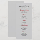 Menü "Silver & Red Monogram Empfang" Menükarte (Vorne/Hinten)