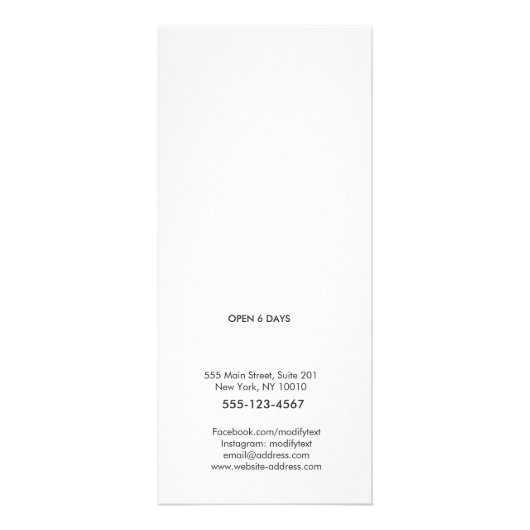 Menü "Silver Strip Monogram Salon Wellness-Center (Hinten)