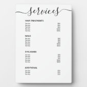 Menü "Simple White Salon Price List" Fotoplatte (Vorderseite)