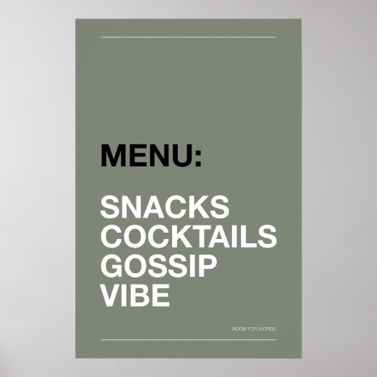 MENÜ: SNACKS – Lustiges Küchenposter Poster (Vorne)
