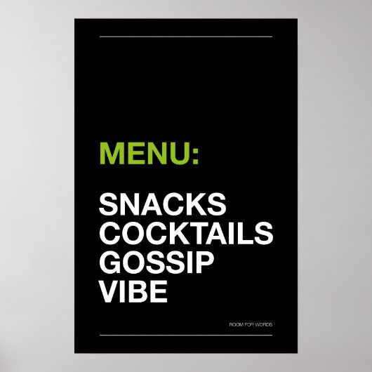 MENU: SNACKS – Lustiges Küchenposter Poster (Vorne)