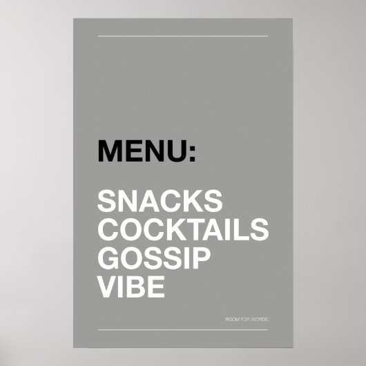 MENÜ: SNACKS – Lustiges Küchenposter Poster (Vorne)