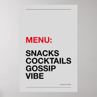 MENÜ: SNACKS – Lustiges Küchenposter Poster