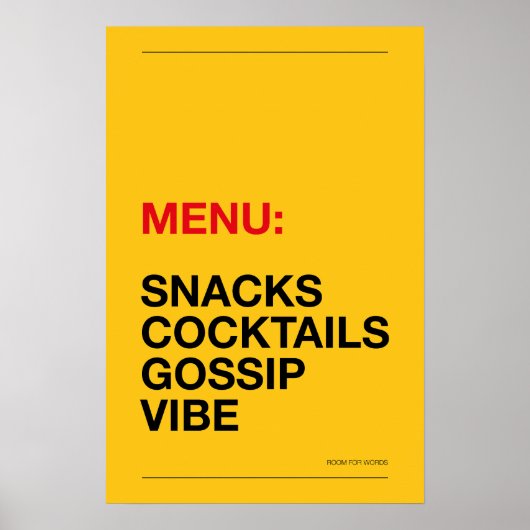 MENÜ: SNACKS – Lustiges Küchenposter Poster (Vorne)