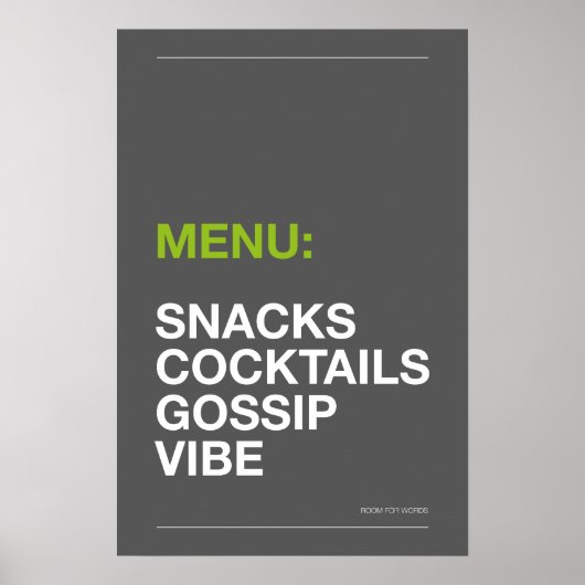 MENÜ: SNACKS – Lustiges Küchenposter Poster (Vorne)