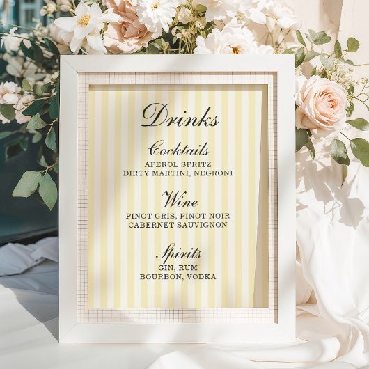 Menü "Soft Yellow Strips" (Gelbe Streifen) Bar Poster