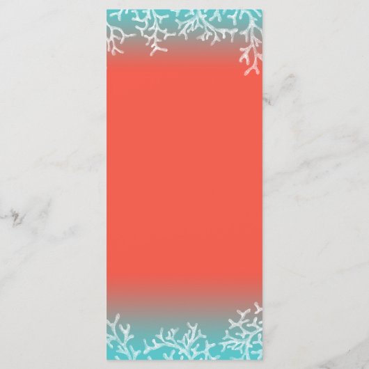 Menü "Starfish Beach Wedding" des tropischen Koral Menükarte (Rückseite)