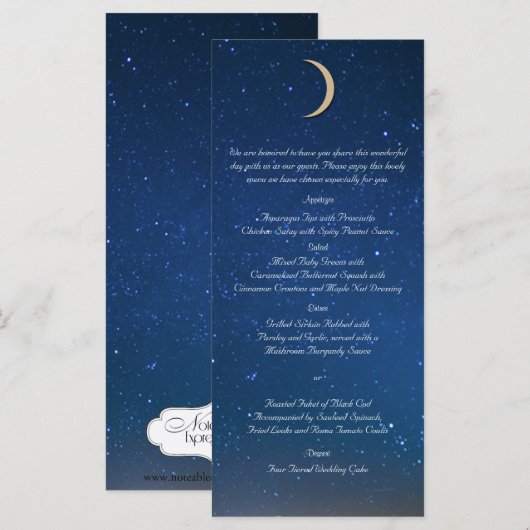 Menü "Starry Night Wedding" Menükarte (Vorne/Hinten)