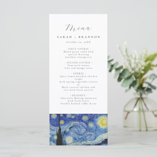 Menü "Starry Night Wedding" Menükarte (Stehend Vorderseite)