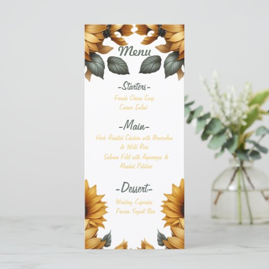 Menü "Sunflower Patch" Menükarte (Stehend Vorderseite)