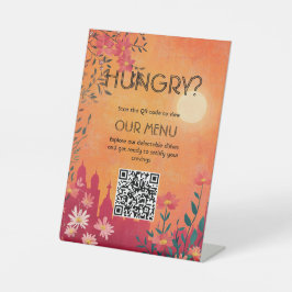 Menü "Sunset Serenade Wedding" mit digitalem Zugan Sockelschild