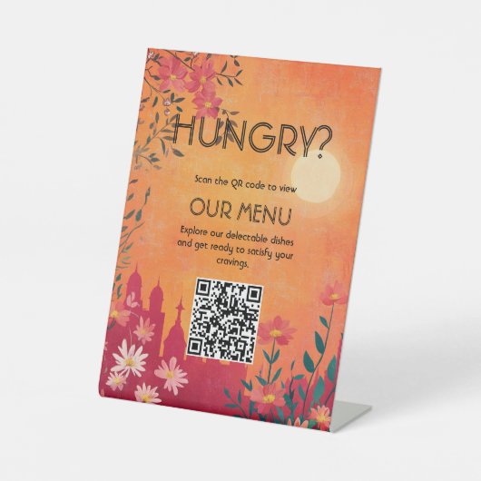 Menü "Sunset Serenade Wedding" mit digitalem Zugan Sockelschild (Vorderseite)