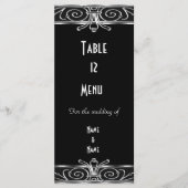 Menü Table Card Elegantes Schwarzes Silber Menükarte (Vorderseite)