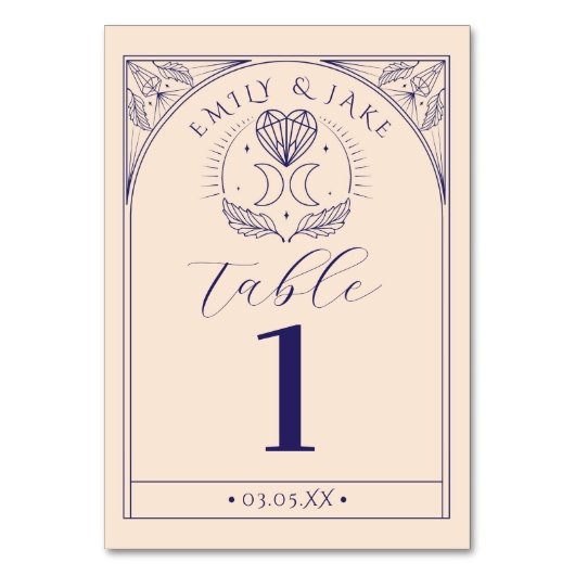 Menü Table Tarot Mystic Crystal Moons Numbers Tischnummer (Vorderseite)