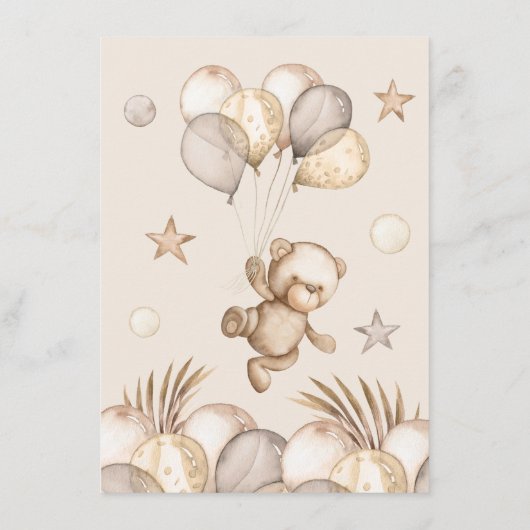 Menü Teddy Bear Baby Bear Baby Dusche (Rückseite)