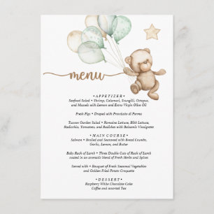Menü Teddy Bear Baby Bear Baby Dusche