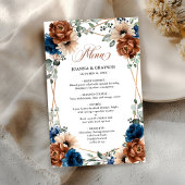 Menü "Terracotta Navy Blue Greenery Geometric"