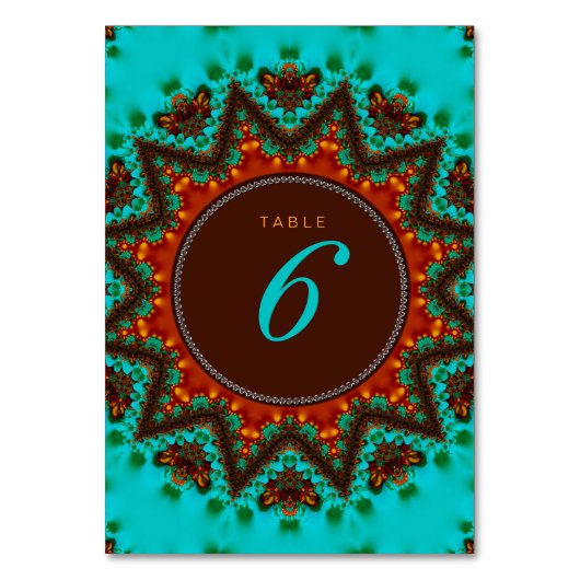 Menü+Tischnummer-Karte Aqua Earth Sun Tischnummer (Vorderseite)