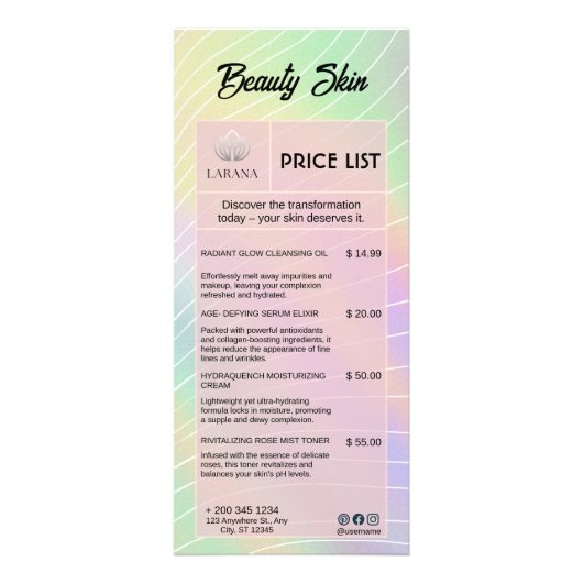 Menü "Trendy Hologram" (Vorne)