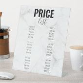 Menü "Treny Girly Marble Business Price List" Sockelschild (In Situ)