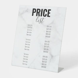 Menü "Treny Girly Marble Business Price List" Sockelschild