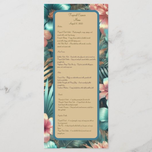 Menü "Tropical Elegance" Menükarte (Vorderseite)