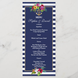 Menü "Tropical Floral Luau Navy Blue Stripes" Menükarte
