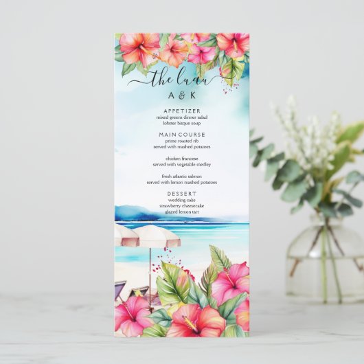 Menü "Tropical Hibiskus Beach Destination" (Stehend Vorderseite)