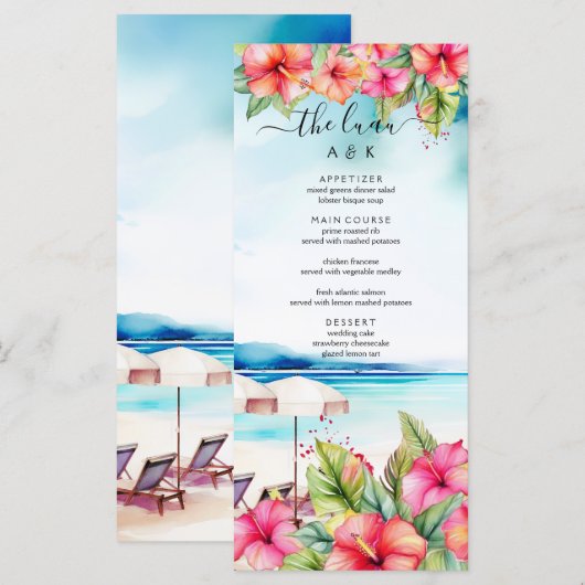 Menü "Tropical Hibiskus Beach Destination" (Vorne/Hinten)