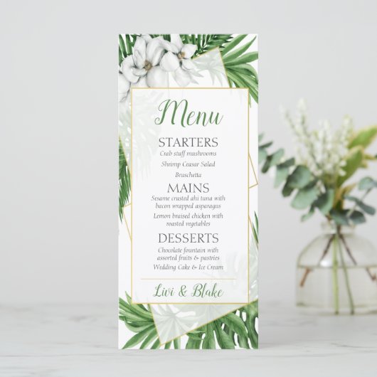 Menü "Tropical Themed Wedding" Menükarte (Stehend Vorderseite)