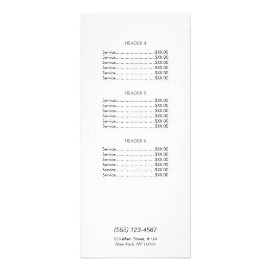 Menü "Turquoise and Silver Sequel Price List" (Hinten)