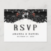 MENU-UAWG PostCard für Schwarz-weiße Halloween-Ske Einladungspostkarte (Vorderseite)