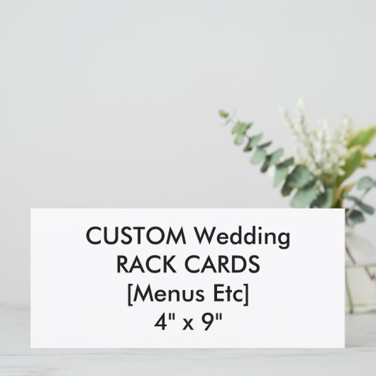 Menü und Programmkarten für Hochzeiten 4 Zoll x 9 Menükarte (Stehend Vorderseite)