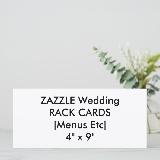 Menü und Programmkarten für Hochzeiten 4 Zoll x 9 Menükarte (Stehend Vorderseite)