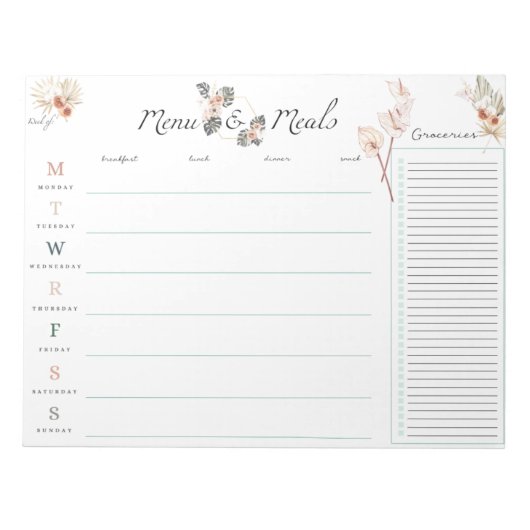 Menü- und Speisekarte Notizblock (Vorderseite)