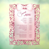 Menü "Vintage Glitzer-Frame-rosa-Bow-Dienste" Fensteraufkleber (Blatt 3)