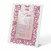 Menü "Vintage Glitzer-Frame-rosa-Bow-Dienste"