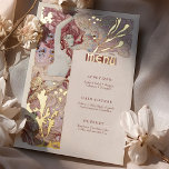 Menü Vintage Meerjungfrau Art Nouveau Folieneinladung<br><div class="desc">Menu Card im Jugendstil für Ihre Vintage Hochzeit in einem floralen, romantischen und skurrilen Design. Klassische Schnörkel ergänzen Deko Schriftartes der klassischen Kunst. Bitte geben Sie Ihre persönlichen Informationen ein, und Sie sind fertig. Wenn Sie das Design weiter ändern möchten, klicken Sie auf den blauen Button "Anpassen". Vielen Dank, dass...</div>