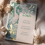 Menü Vintage Meerjungfrau Art Nouveau Folieneinladung<br><div class="desc">Menu Card im Jugendstil für Ihre Vintage Hochzeit in einem floralen, romantischen und skurrilen Design. Klassische Schnörkel ergänzen Deko Schriftartes der klassischen Kunst. Bitte geben Sie Ihre persönlichen Informationen ein, und Sie sind fertig. Wenn Sie das Design weiter ändern möchten, klicken Sie auf den blauen Button "Anpassen". Vielen Dank, dass...</div>