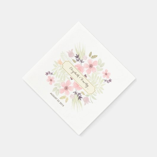 Menü "Wasserfarbe und Goldgarten" Custom Napkins Serviette (Ecke)