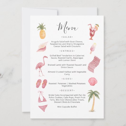 Menü "Watercolor Beach" Einladung (Vorderseite)