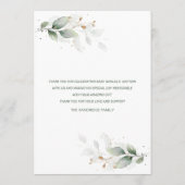 Menü "Watercolor Greenerity Foliage Cross Baptism" Menükarte (Rückseite)